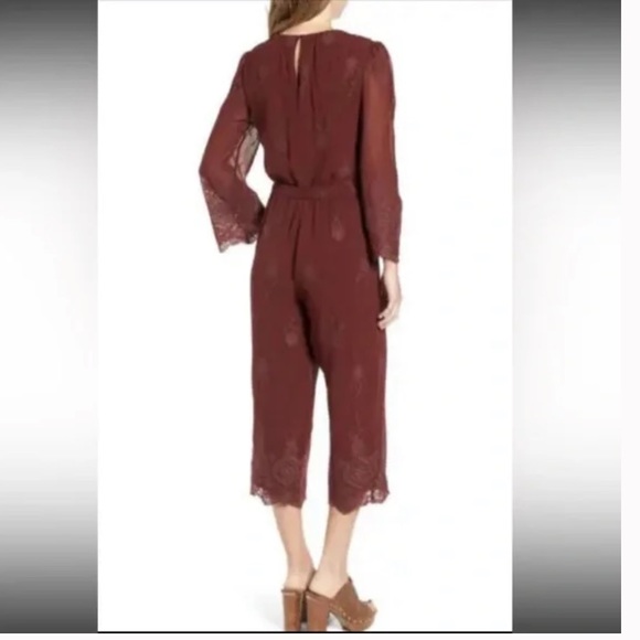 Revolve WAYF Lace Overlay Jumpsuit in Maroon / Burgundy - Picture 2 of 8